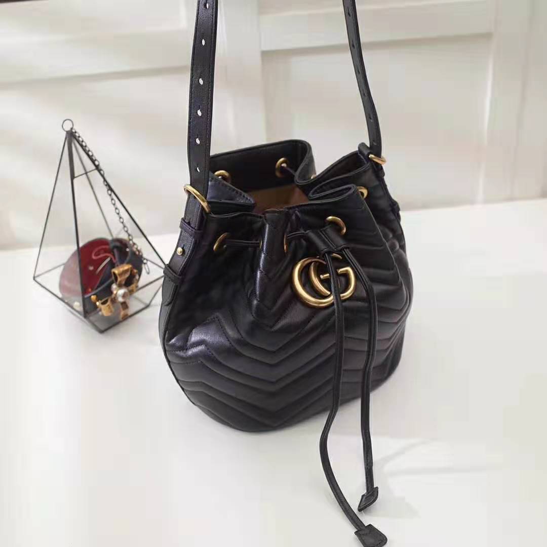 Gucci Women GG Marmont Mini Bucket Bag-Black