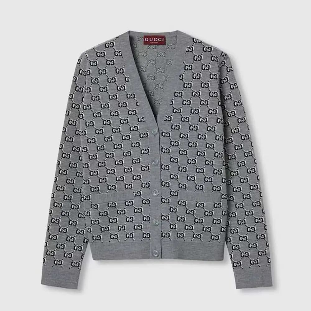 Gucci Women Wool Jacquard Cardigan with GG Shadow 798137XKD8R1136