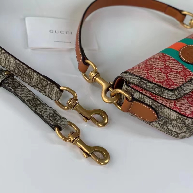 Gucci Unisex GG Top Handle Mini Bag Web Pink GG Supreme Canvas