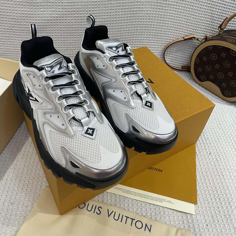 Louis Vuitton Unisex LV Runner Tatic Sneaker White Mix Materials Rubber Monogram Flowers