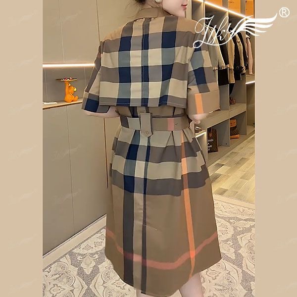 New casual retro plaid waist dress PD042025051910