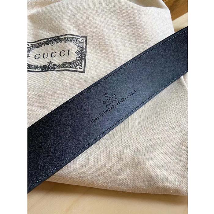 Gucci GG Unisex GG Marmont Embossed Leather Belt Double G Buckle 4 Cm Width