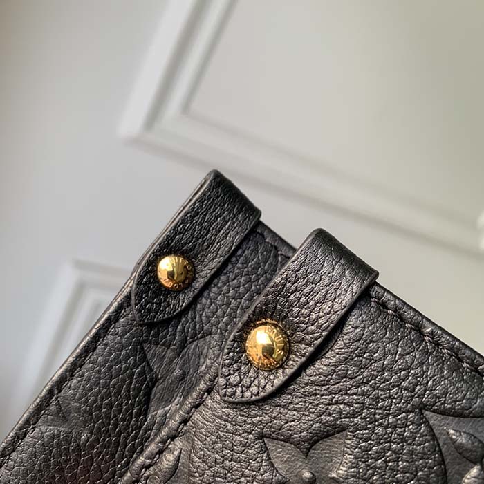 Louis Vuitton LV Women LV x YK OnTheGo MM Black Embossed Grained Monogram Cowhide Leather Flower