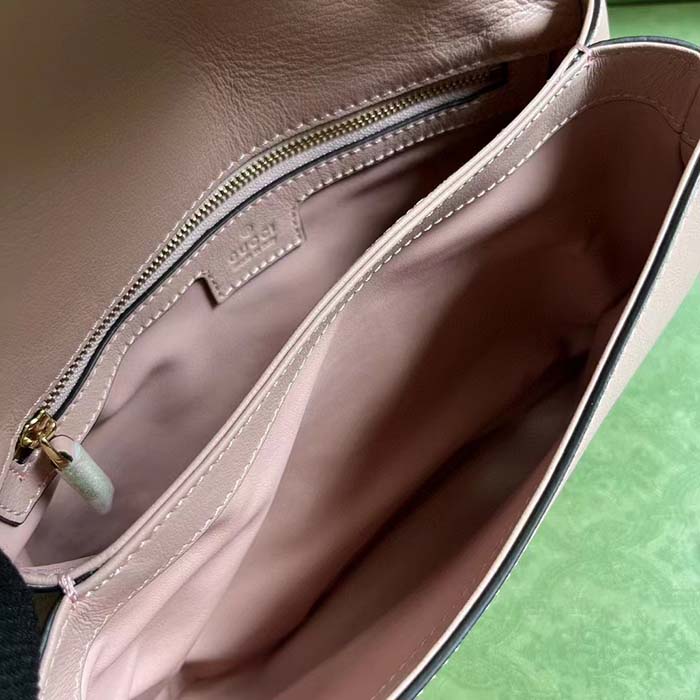 Gucci Women Blondie Top Handle Bag Light Pink Leather Round Interlocking G