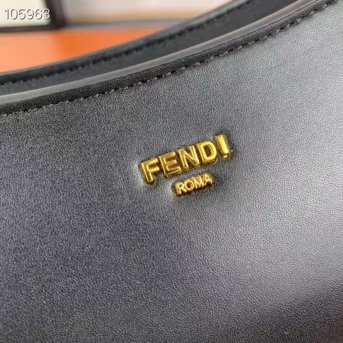 Fendi Women FF O’Lock Swing Mint Black Leather Pouch