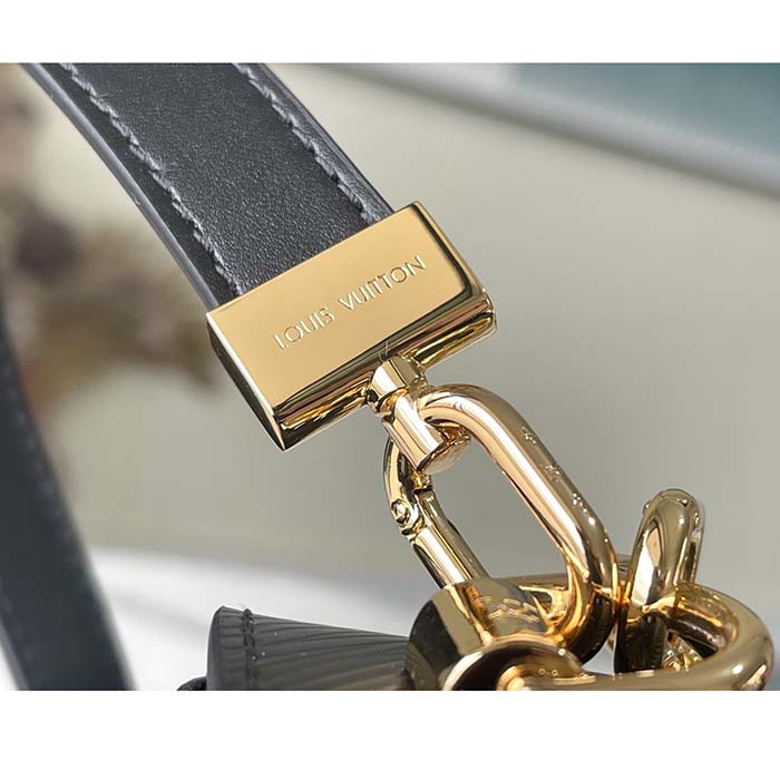 Louis Vuitton LV Women Twist MM Handbag Black Epi Grained Leather Monogram Flower