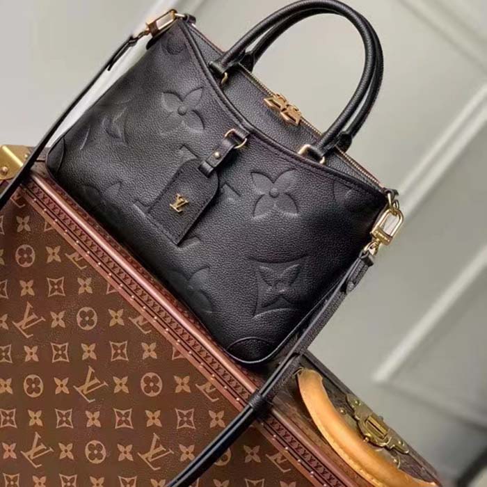 Louis Vuitton LV Women Trianon PM Bag Black Embossed Grained Cowhide Leather