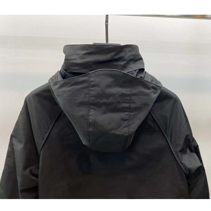 Gucci Women Reversible Poplin Jacket Black Polyester Piping Green Red Beige Ebony GG Canvas