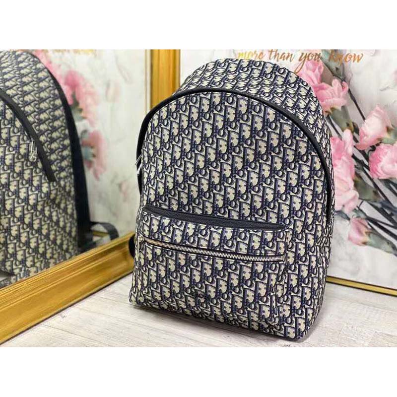 Dior Unisex Rider Backpack Beige and Black Dior Oblique Jacquard