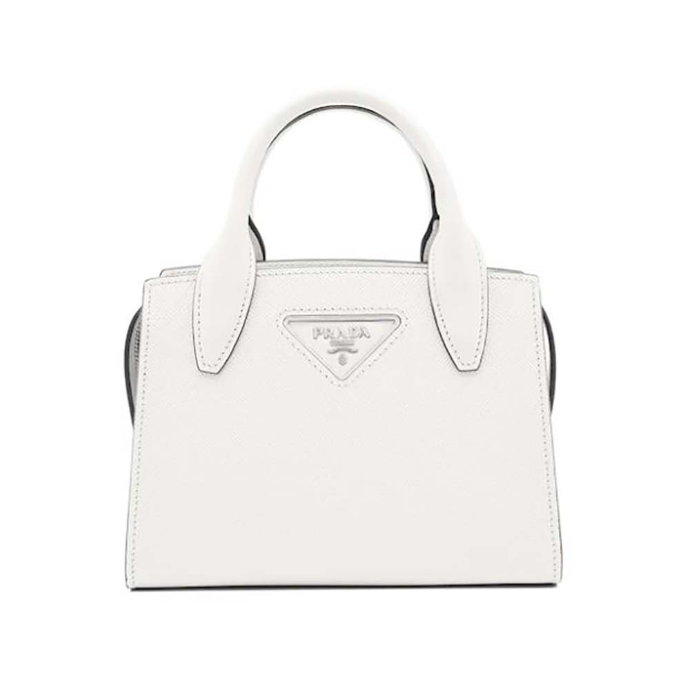 Prada Women Saffiano Leather Prada Kristen Handbag-White