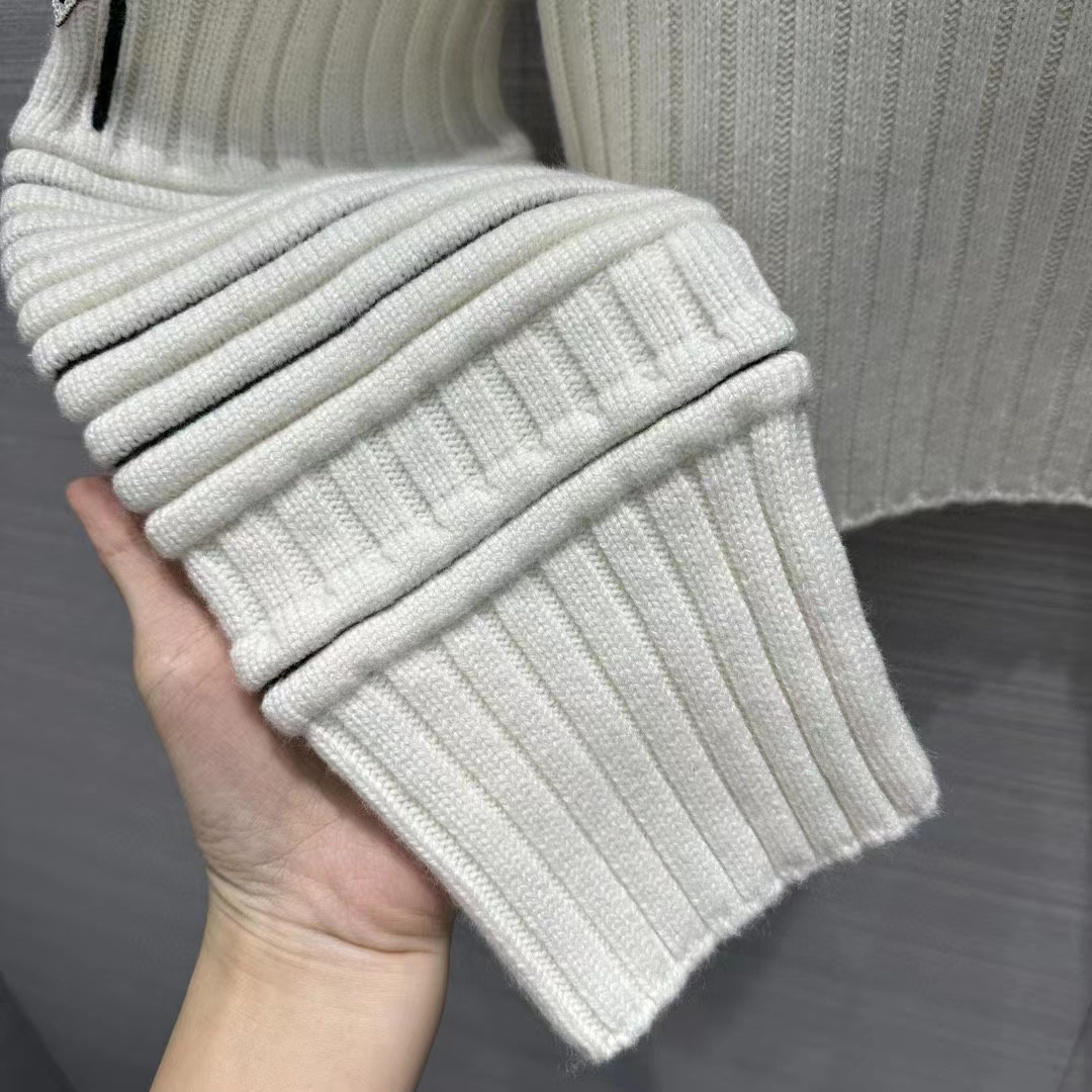 Louis Vuitton Men LV SKI Contrast Accent Pullover Wool Yack Milky White