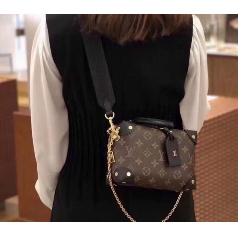 Louis Vuitton LV Women Petite Malle Souple Black Monogram Coated Canvas