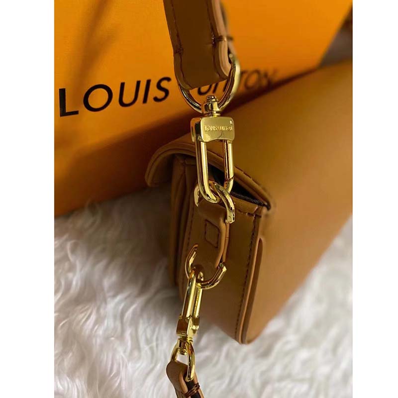 Louis Vuitton LV Women Swing Brown Calfskin Leather Monogram Canvas S Lock