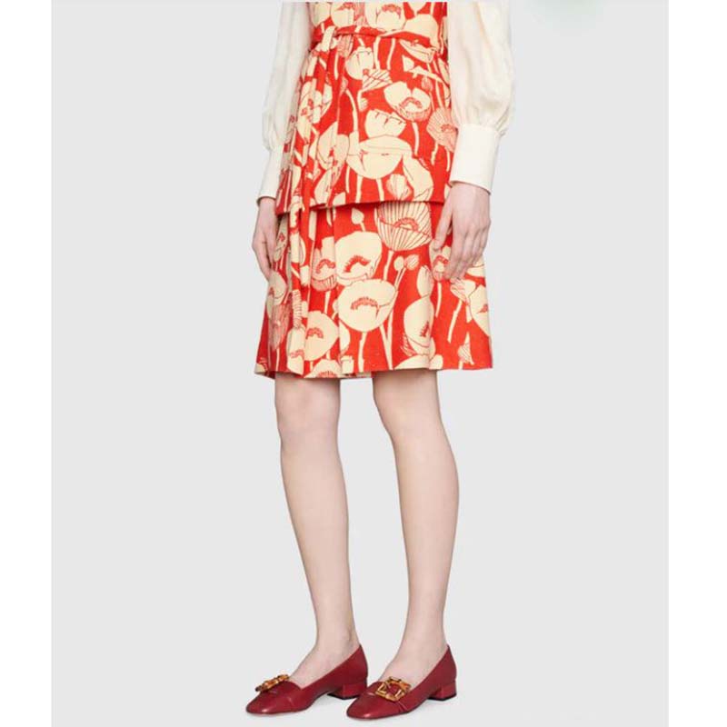 Gucci GG Women Ballet Flat with Bamboo Buckle Dark Red Leather