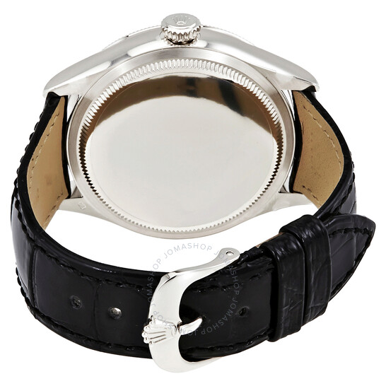 Rolex CELLINI TIME DATE SILVER MULTICOLOR DIAL SELECTION BLACK LEATHER STRAP 39MM