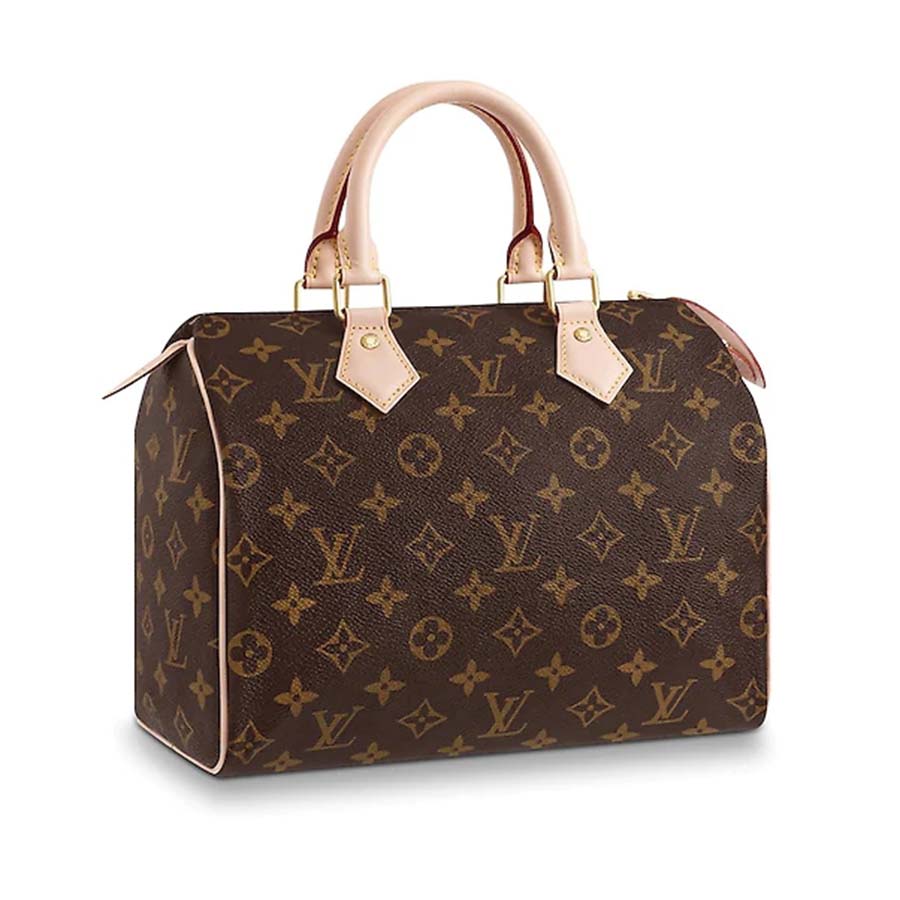 Louis Vuitton LV Women Speedy 25 Bag in Monogram Coated Canvas-Brown
