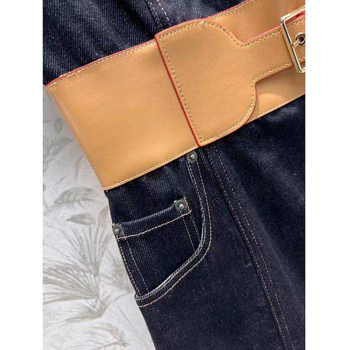 Louis Vuitton Women LV Eyelet Belt Denim Dress Dark Blue 1AFGA5