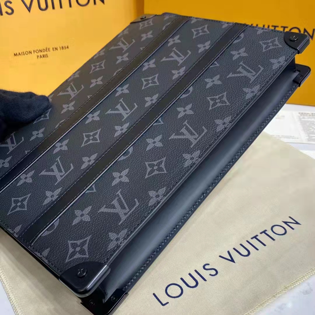 Louis Vuitton LV Unisex Trunk Pouch Black Monogram Eclipse Canvas Leather