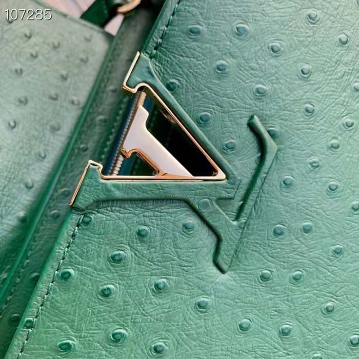Louis Vuitton LV Women Capucines Mini Menthe Mint Ostrich Leather Monogram Flower