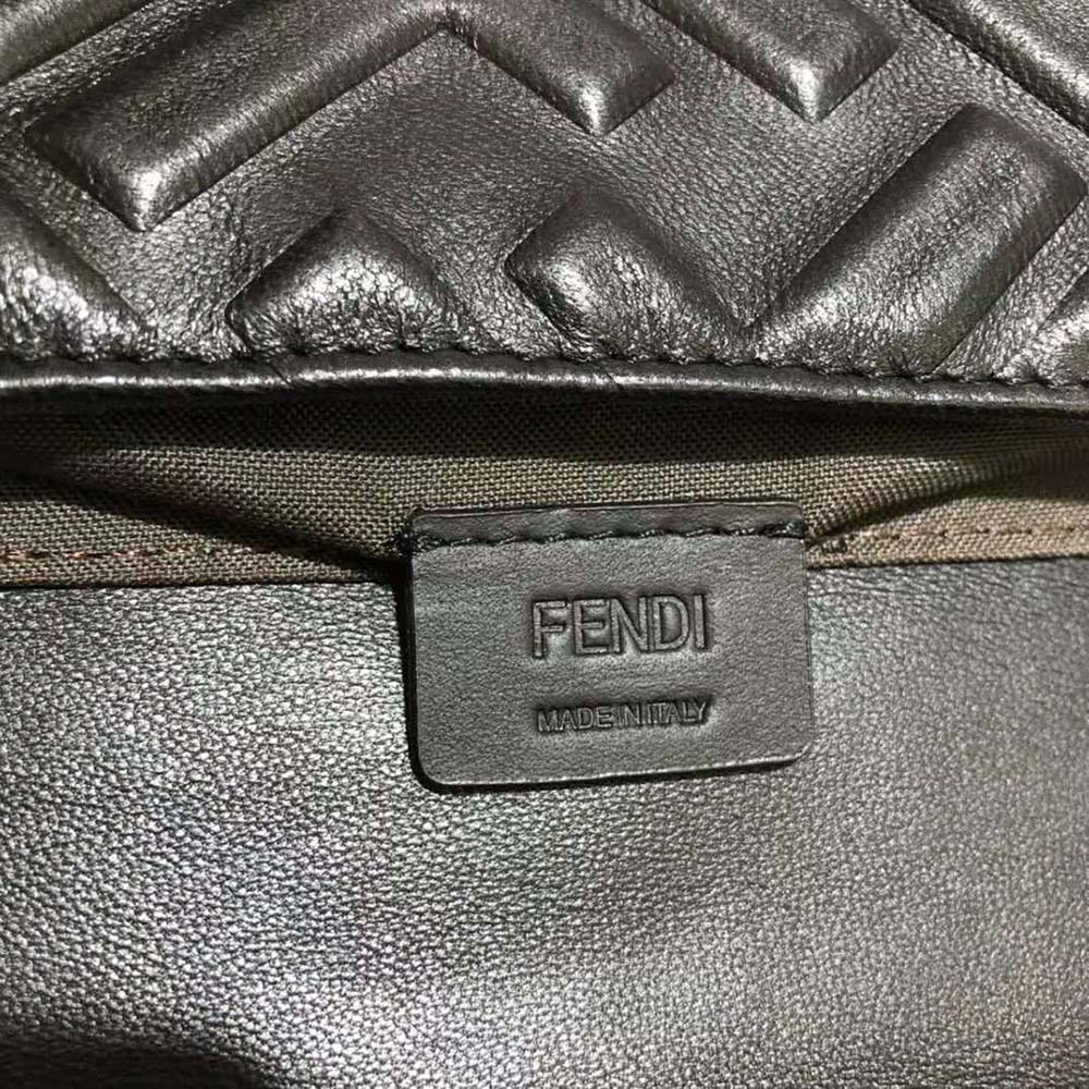 Fendi Women Iconic Mini Baguette Black Leather Bag