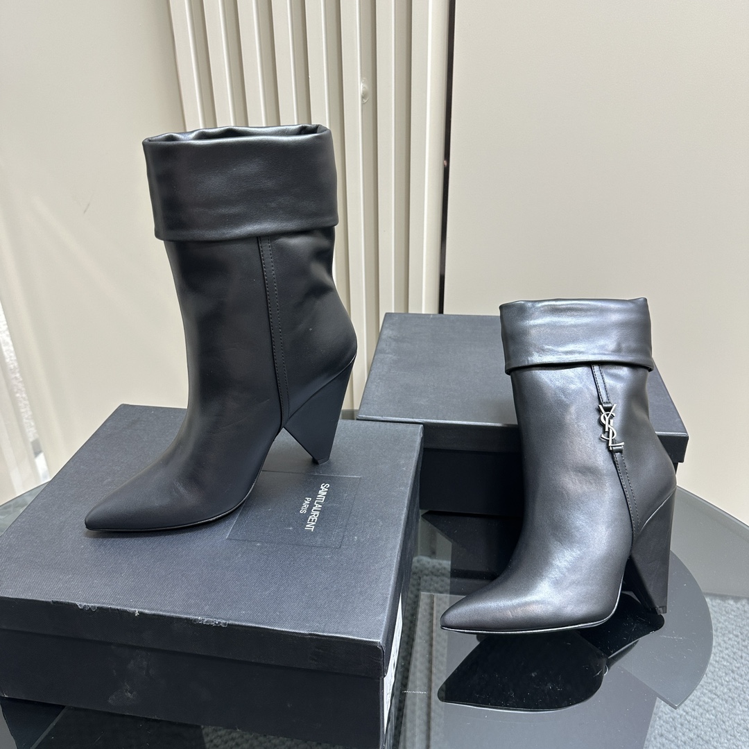 Y New Side Zipper High Heel Ankle Boots 0424111501