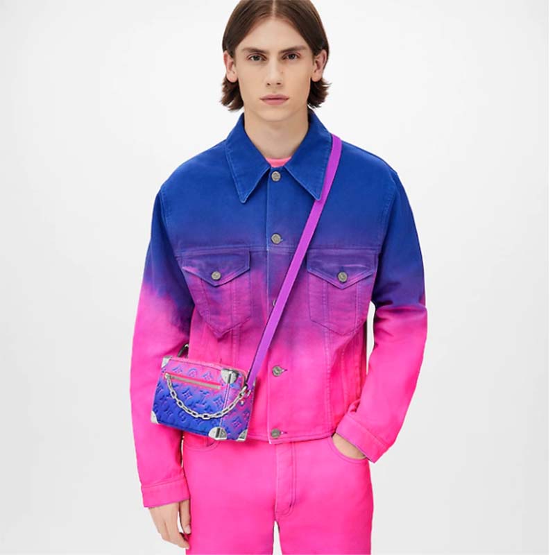 Louis Vuitton LV Unisex Mini Soft Trunk Blue Pink Taurillon Cowhide Leather