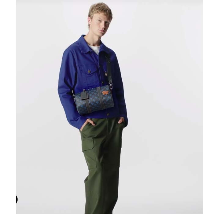 Louis Vuitton LV Unisex City Keepall Blue Monogram Coated Canvas Cowhide