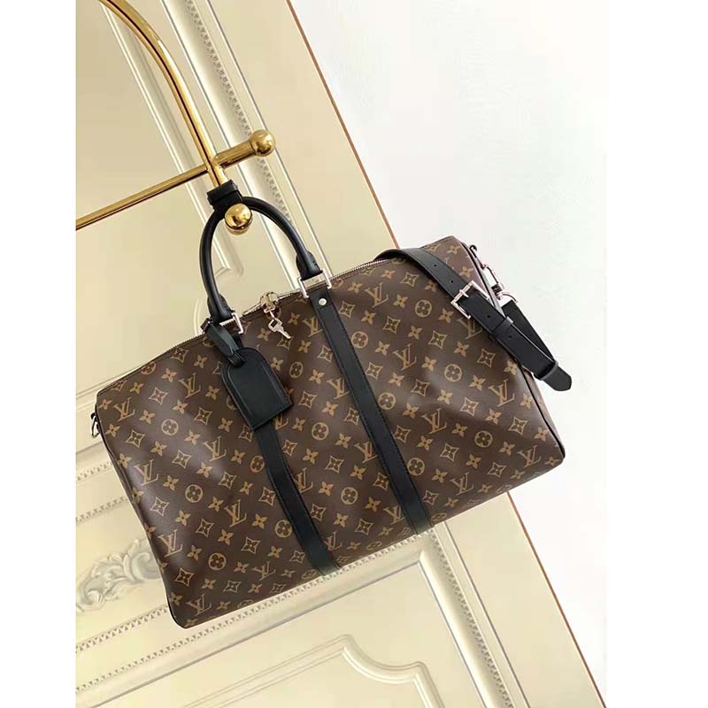 Louis Vuitton LV Unisex Keepall Bandoulière 45 Brown Coated Canvas Cowhide Leather