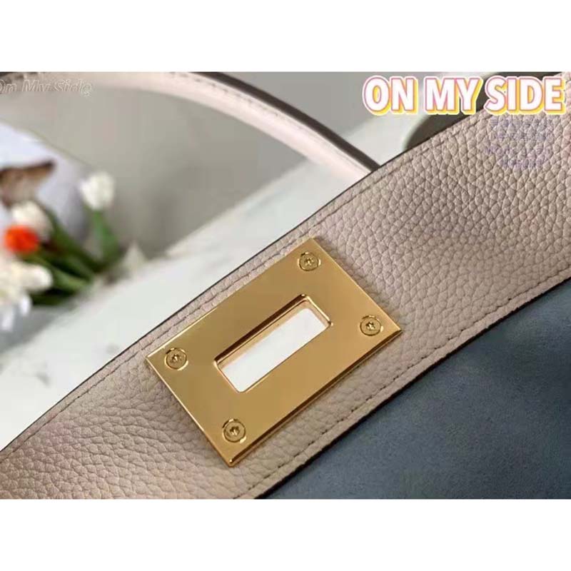 Louis Vuitton LV Women On My Side PM Handbag Greige Monogram Coated Canvas Calf