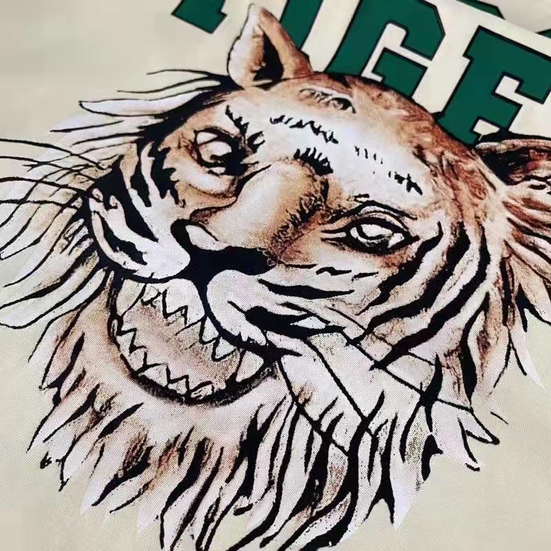 Gucci GG Women Gucci Tiger Cotton T-Shirt White Cotton Jersey Crewneck