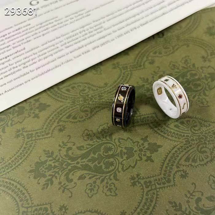 Gucci Unisex Icon Ring Yellow Gold Interlocking G 18k Yellow Gold White Zirconia