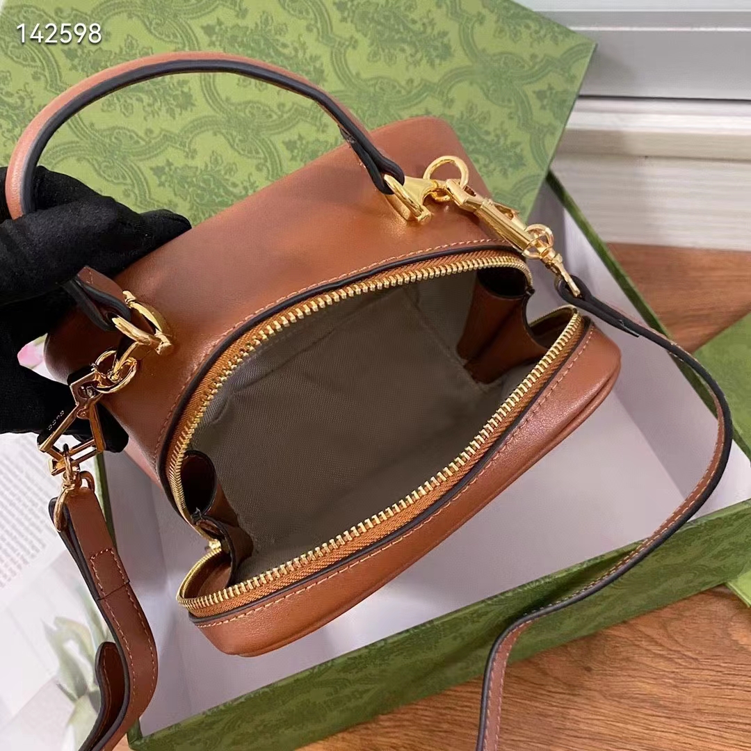 Gucci Women GG Blondie Top Handle Bag Cuir Leather Round Interlocking G