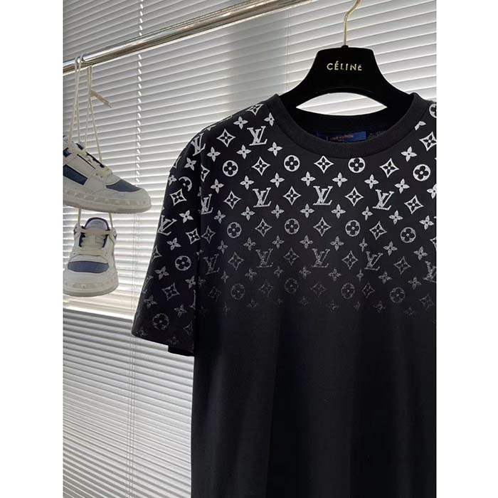 Louis Vuitton Women LV SKI Monogram Gradient Cotton T-Shirt Regular Fit Ribbed Neck Black