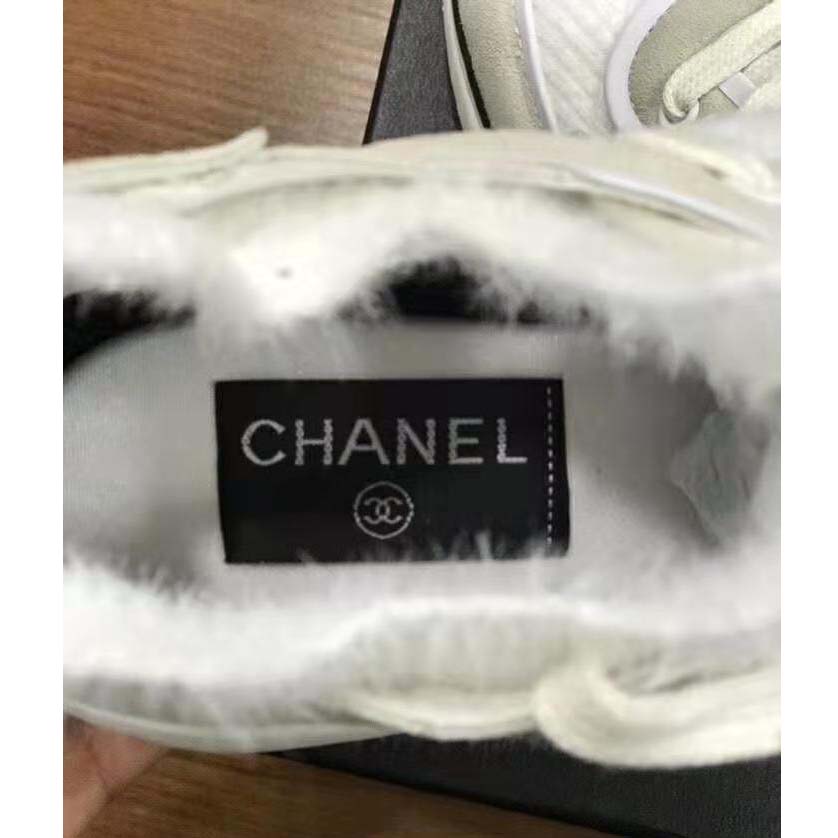 Chanel Women Velvet Calfskin & Mixed Fibers Sneakers-Grey