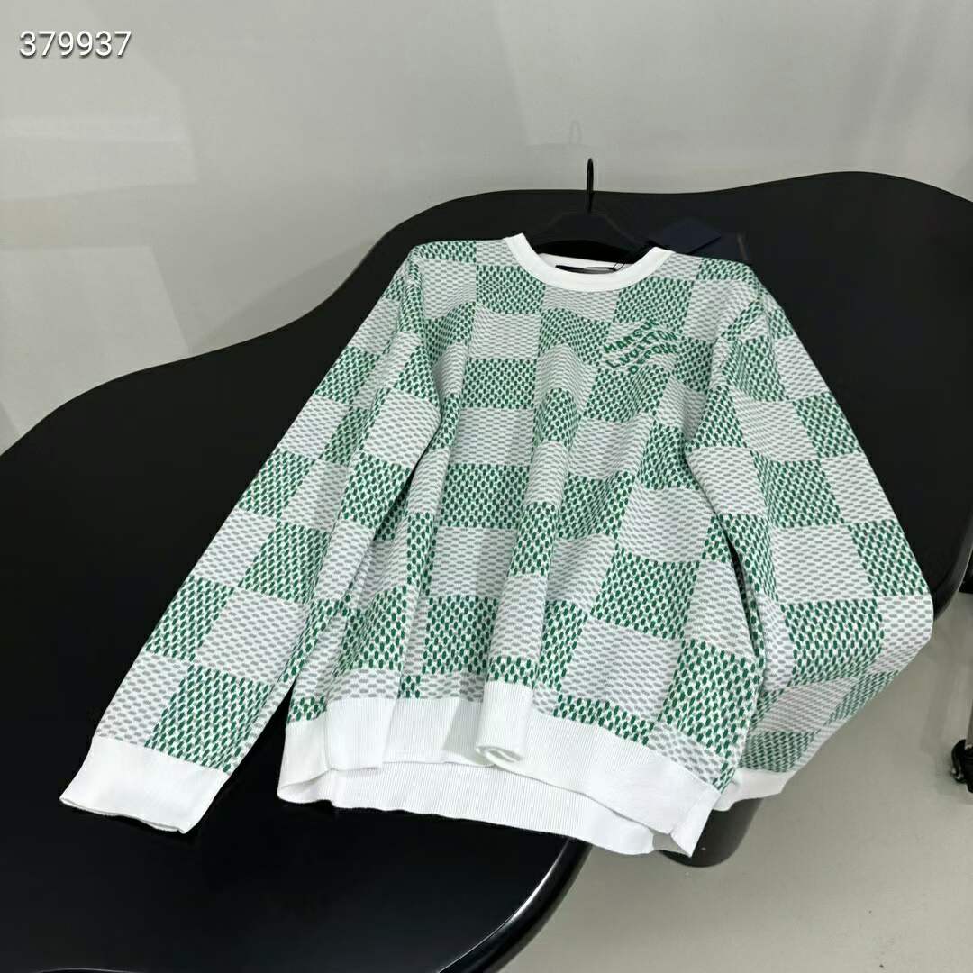 Louis Vuitton LV Women Damier Cotton Sweatshirt Classic Fit Green 1AFJHG