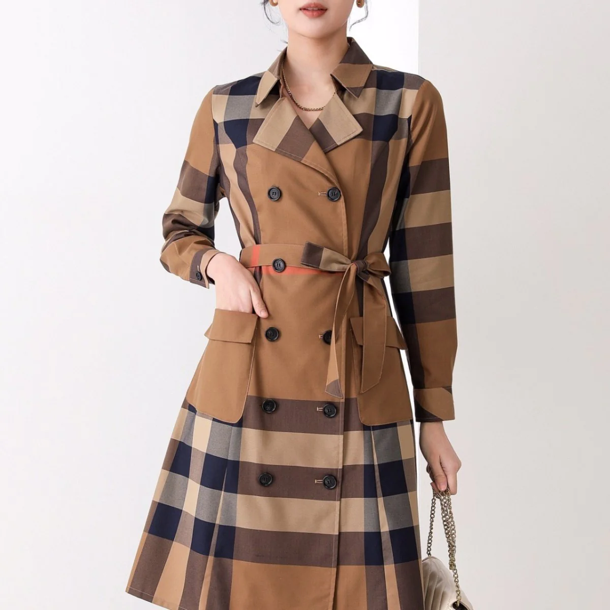 New fashionable waistband striped long sleeved dress 1024022606