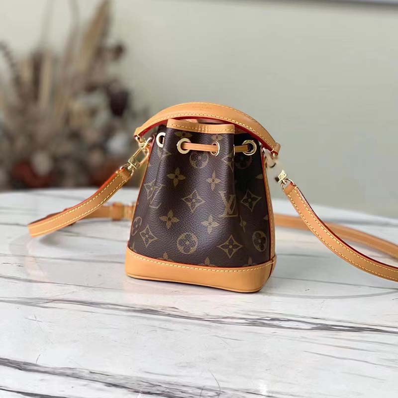 Louis Vuitton LV Women Nano Noé Bucket Bag Monogram Coated Canvas Brown