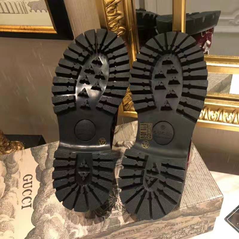 Gucci Women GG Velvet Lug Sole Loafer in GG Velvet 2.5 cm Heel-Red