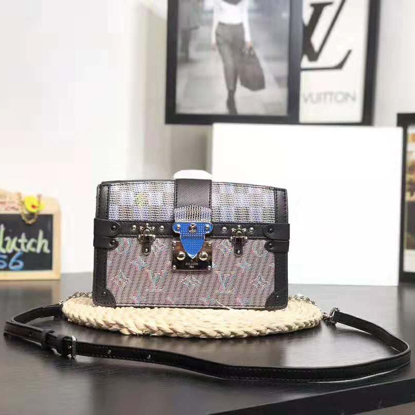Louis Vuitton LV Women Trunk Clutch Bag with Monogram LV Pop Print-Blue