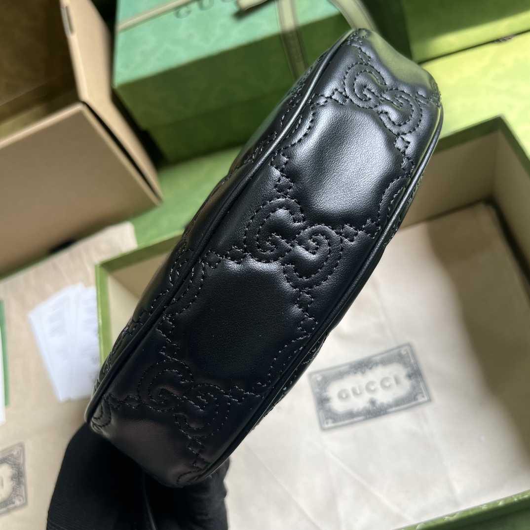 Gucci Women GG Matelassé Mini Bag Black GG Matelassé Leather Double G