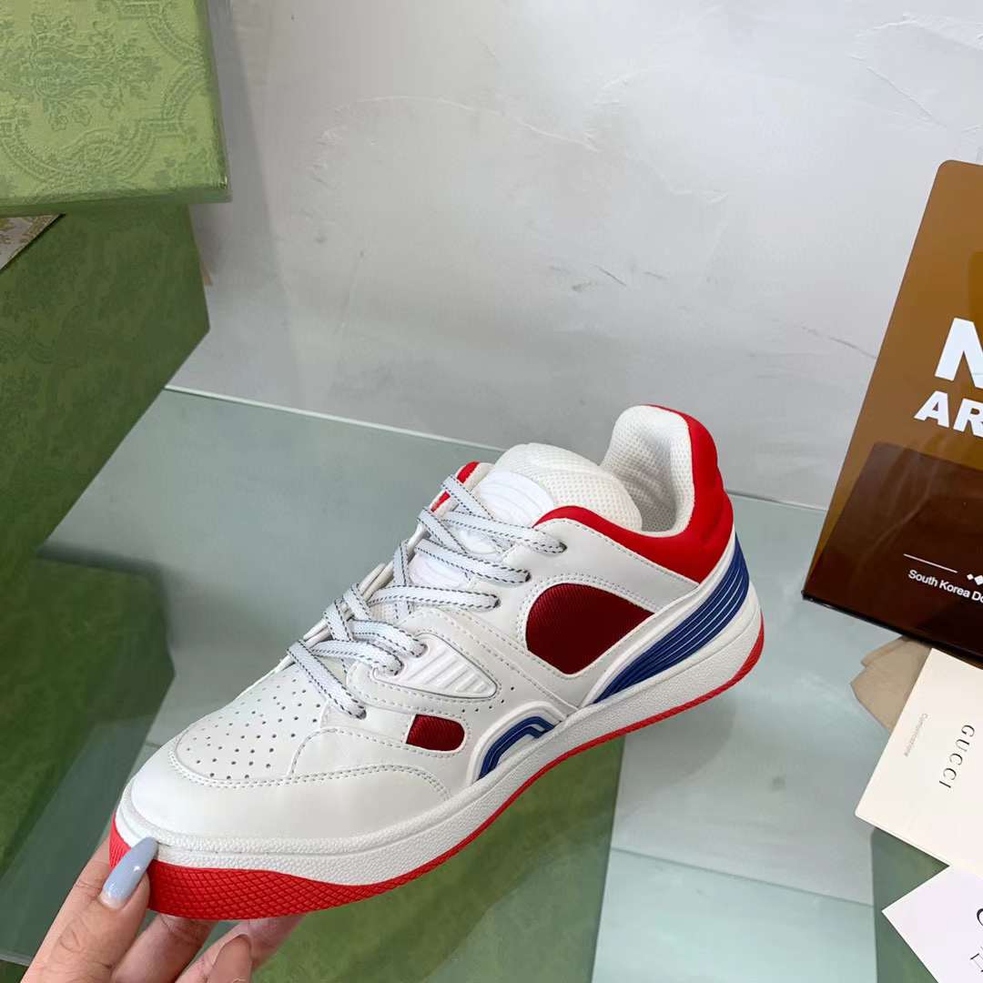 Gucci Unisex Gucci Basket Sneaker Red Mesh Rubber Sole Low 3.3 Cm Heel