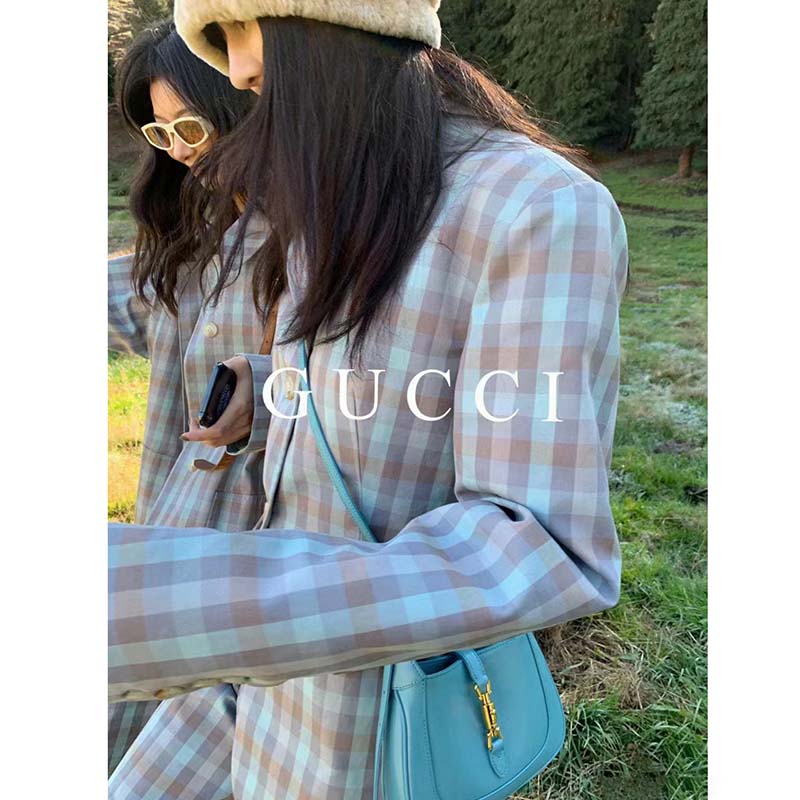 Gucci Women Jackie 1961 Small Shoulder Bag Light Blue Leather