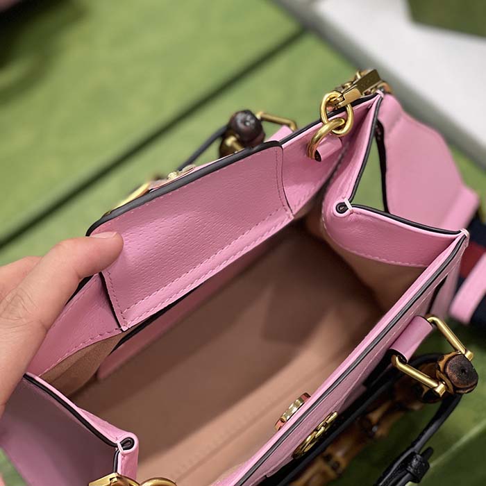 Gucci GG Women Diana Mini Tote Bag Pink Leather Double G
