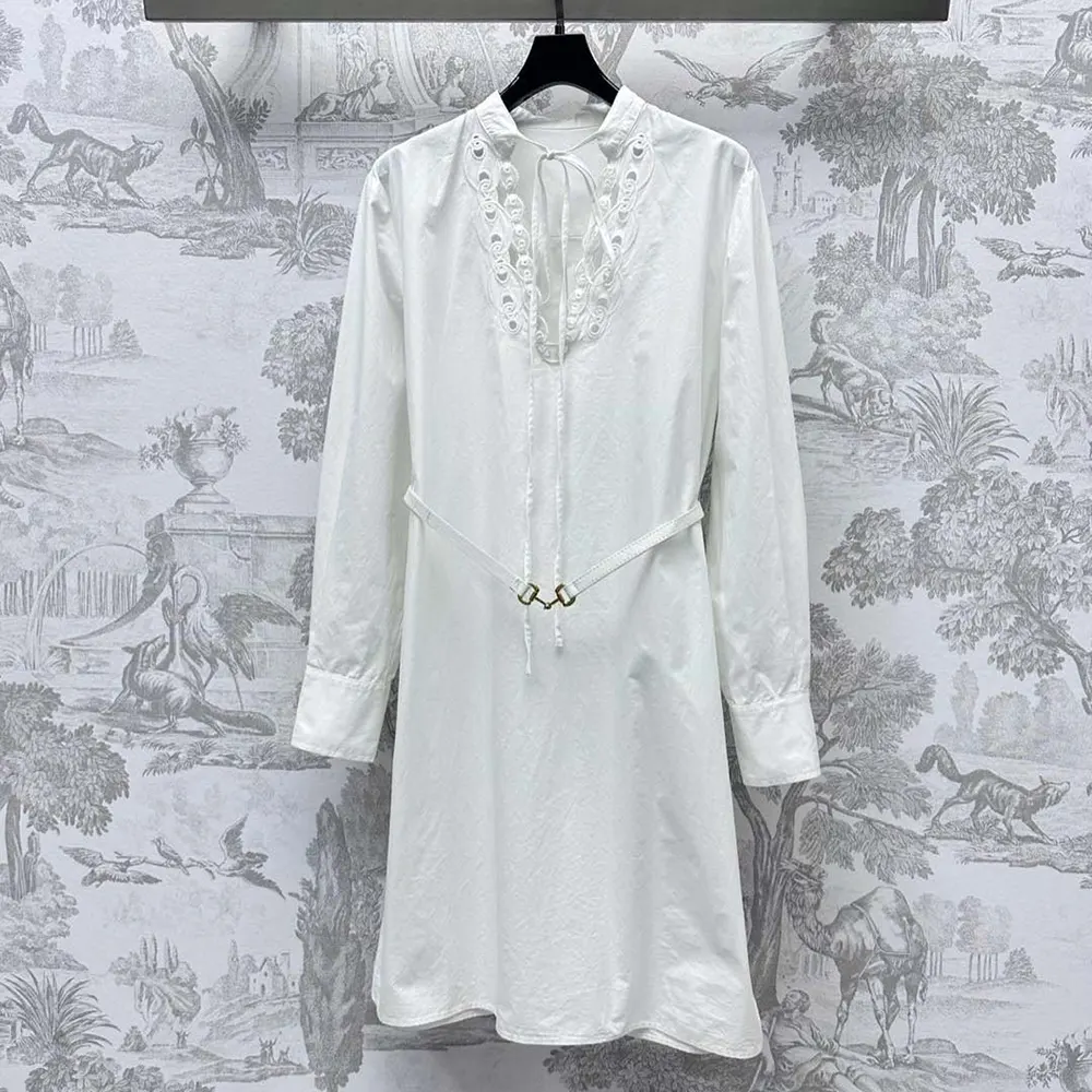 Gucci Women Cotton Poplin Shirt Dress with Embroidery 832027