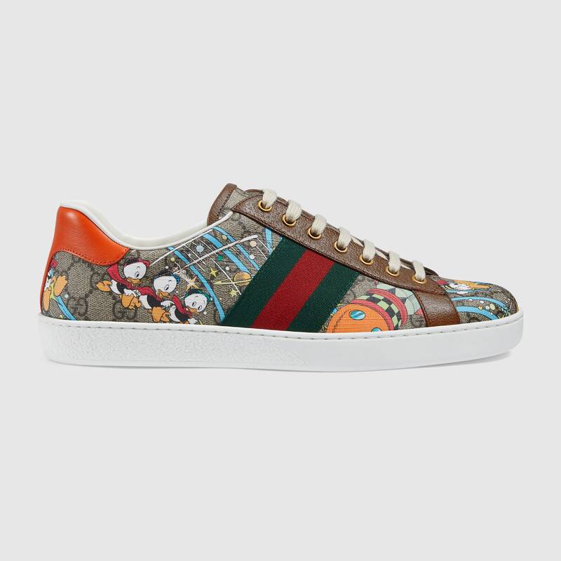 Gucci GG Unisex Disney x Gucci Donald Duck Ace Sneaker Beige GG Supreme Canvas