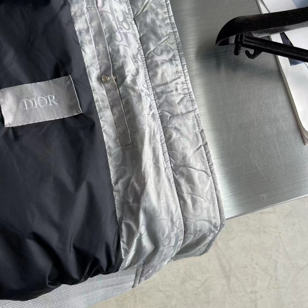 Dior Women CD Dior Oblique Bomber Jacket Gray Technical Fabric