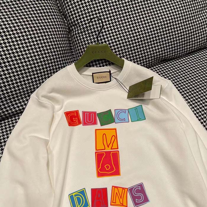 Gucci Men GG Cotton Jersey Sweatshirt Crewneck Rib Cotton Long Sleeves