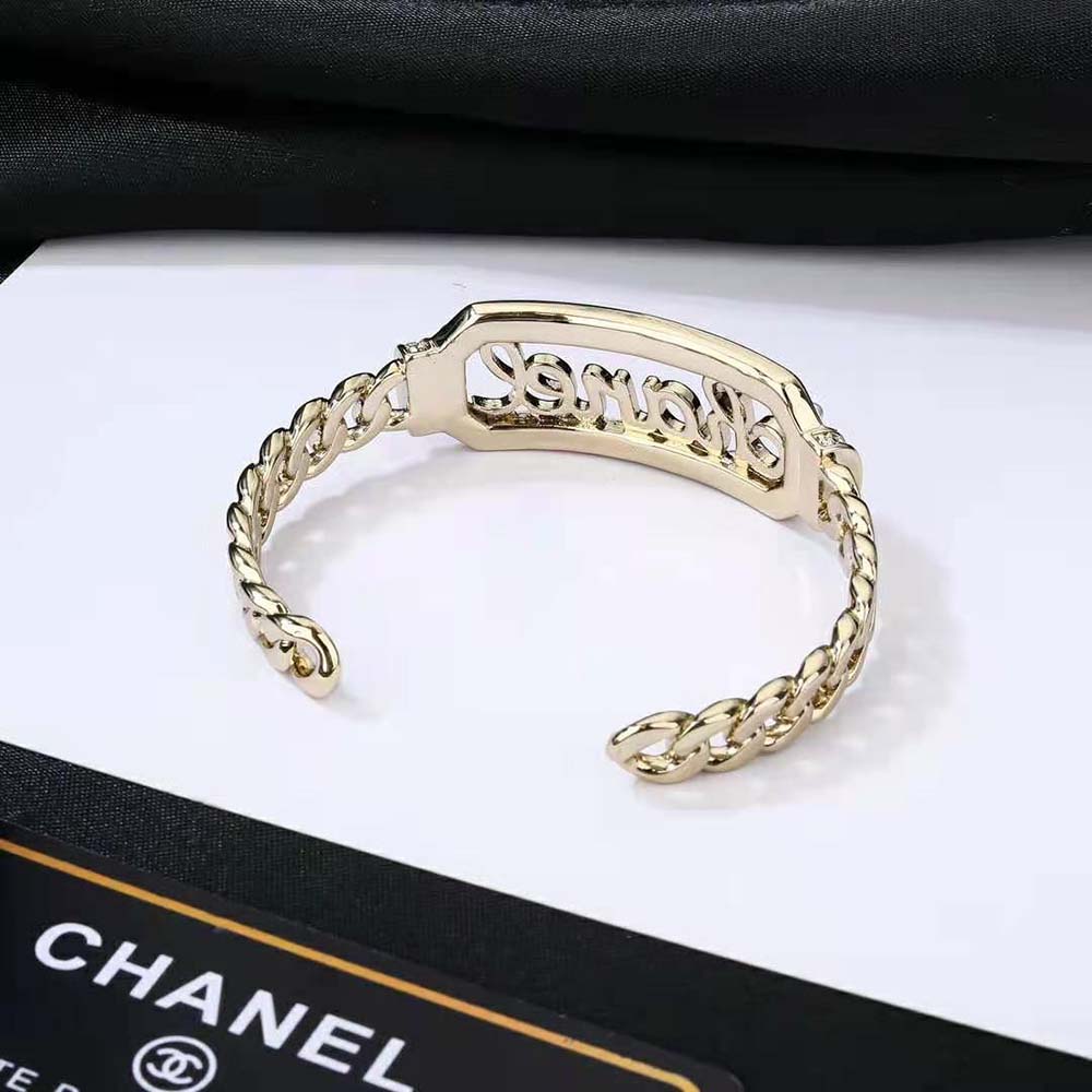 Chanel Women Cuff in Metal Glass Pearls and Strass