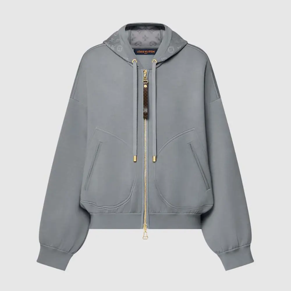 Louis Vuitton Women Monogram Accent Knit Hoodie-Grey 1AGCI2