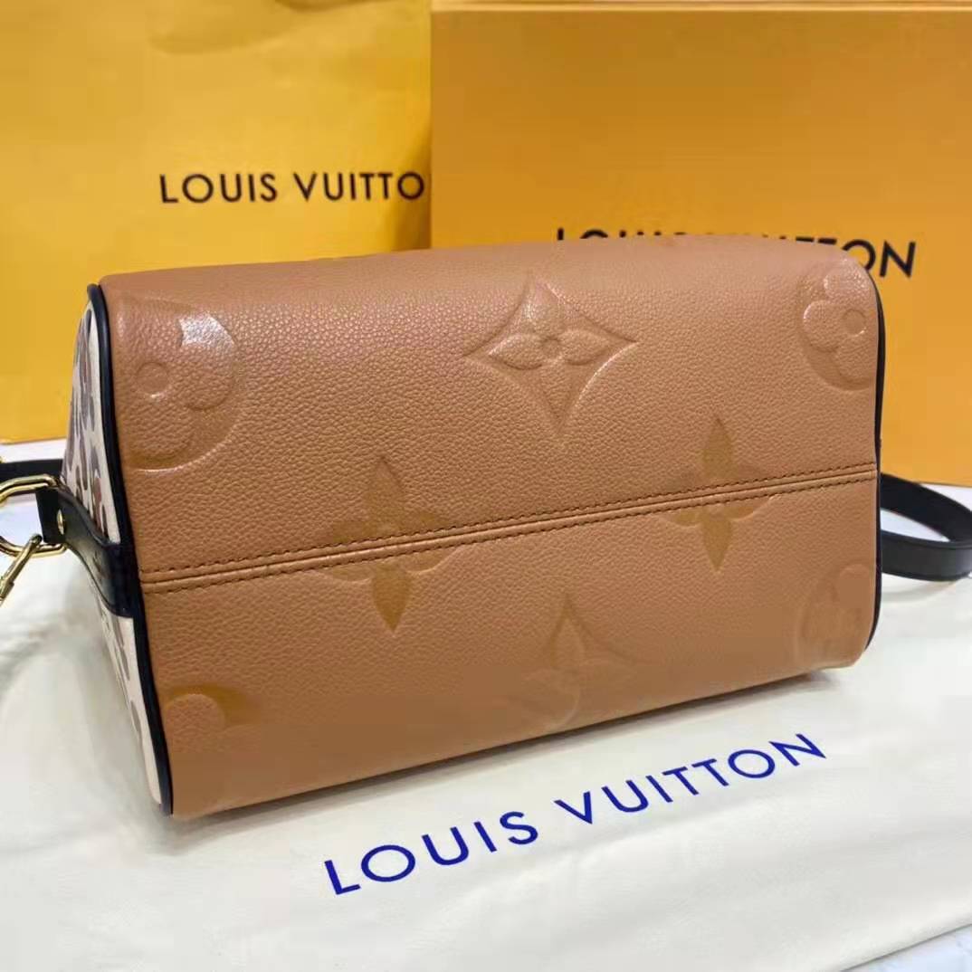 Louis Vuitton LV Women Speedy Bandoulière 25 Handbag Caramel Embossed Supple Grained Cowhide